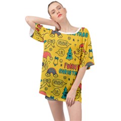 Colorful-funny-christmas-pattern Cool Ho Ho Ho Lol Oversized Chiffon Top by Amaryn4rt