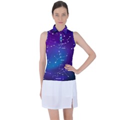 Realistic-night-sky-poster-with-constellations Women s Sleeveless Polo T-shirt