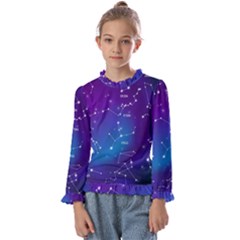 Realistic-night-sky-poster-with-constellations Kids  Frill Detail T-shirt