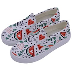 Seamless-vector-pattern-with-watermelons-mint Kids  Canvas Slip Ons by Amaryn4rt