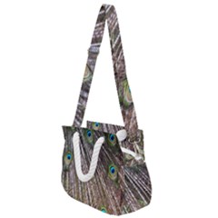 Peacock-feathers-pattern-colorful Rope Handles Shoulder Strap Bag by Amaryn4rt