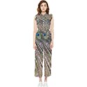 Peacock-feathers-pattern-colorful Women s Frill Top Chiffon Jumpsuit View1