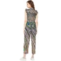 Peacock-feathers-pattern-colorful Women s Frill Top Chiffon Jumpsuit View2