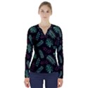 Abstract-seamless-pattern-with-tropical-leaves V-Neck Long Sleeve Top View1