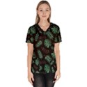Abstract-seamless-pattern-with-tropical-leaves Women s V-Neck Scrub Top View1