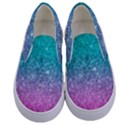 Pink And Turquoise Glitter Kids  Canvas Slip Ons View1