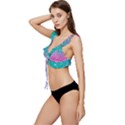 Pink And Turquoise Glitter Low Cut Ruffle Edge Bikini Top View2
