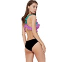 Pink And Turquoise Glitter Low Cut Ruffle Edge Bikini Top View3