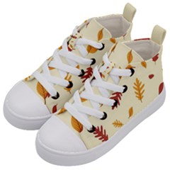 Leaves Autumn Fall Background Kids  Mid-top Canvas Sneakers