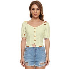 Autumn Border Frame Background Button Up Blouse