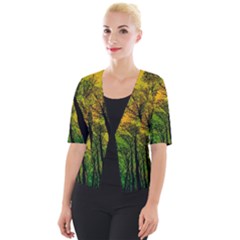 Landscape Night Moon Star Nature Cropped Button Cardigan