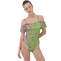 Dandelion Flower Background Nature Flora Drawing Frill Detail One Piece Swimsuit View1
