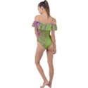 Dandelion Flower Background Nature Flora Drawing Frill Detail One Piece Swimsuit View2