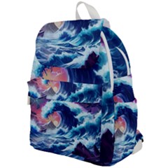 Storm Tsunami Waves Ocean Sea Nautical Nature Top Flap Backpack by Pakjumat