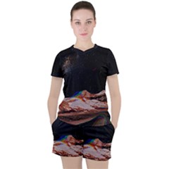 Retro Vintage Space Galaxy Women s T-shirt And Shorts Set