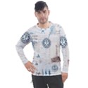 Nautical Lighthouse Vintage Postcard French Writing Men s Pique Long Sleeve T-Shirt View1