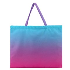 Blue Pink Purple Zipper Large Tote Bag by Dutashop