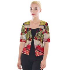 Collage Cropped Button Cardigan