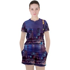 Frankfurt City Skyline Skyscraper Women s T-shirt And Shorts Set