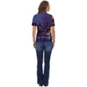 Frankfurt City Skyline Skyscraper Women s Short Sleeve Double Pocket Shirt View4