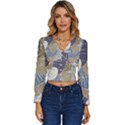 Ackground Leaves Desktop Long Sleeve V-Neck Top View1
