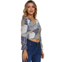 Ackground Leaves Desktop Long Sleeve V-Neck Top View3