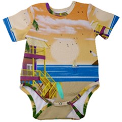 Vector Graphic Clipart Beach House Baby Short Sleeve Bodysuit
