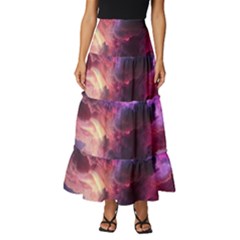 Cloud Heaven Storm Chaos Purple Tiered Ruffle Maxi Skirt