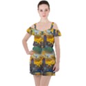 Boston Skyline Cityscape River Ruffle Cut Out Chiffon Playsuit View1