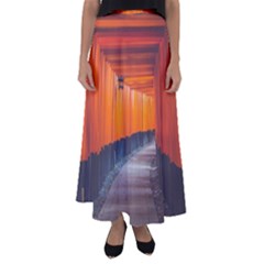 Architecture Art Bright Color Flared Maxi Skirt
