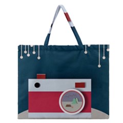 Camera Vector Illustration Zipper Large Tote Bag by Amaryn4rt