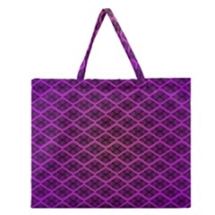 Pattern Texture Geometric Patterns Purple Zipper Large Tote Bag by Dutashop