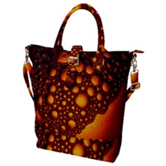 Bubbles Abstract Art Gold Golden Buckle Top Tote Bag by Dutashop