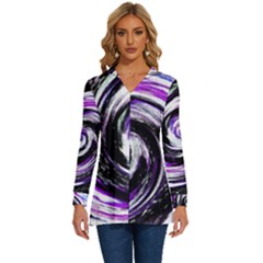 Canvas Acrylic Digital Design Long Sleeve Drawstring Hooded Top