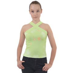 Aniseed Green Vintage Background Cross Neck Velour Top