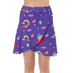 Rabbit Hearts Texture Seamless Pattern Wrap Front Skirt