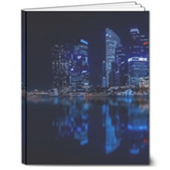 Illuminated Cityscape Against Blue Sky At Night 8  X 10  Hardcover Notebook
