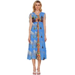 Architecture Building Cathedral Church V-neck Drawstring Shoulder Sleeveless Maxi Dress