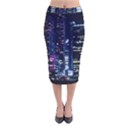 Black Building Lighted Under Clear Sky Velvet Midi Pencil Skirt View1