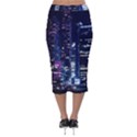 Black Building Lighted Under Clear Sky Velvet Midi Pencil Skirt View2
