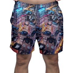 Aerial Photo Of Cityscape At Night Men s Shorts