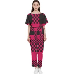 Cube Square Block Shape Creative Batwing Lightweight Chiffon Jumpsuit