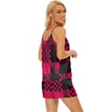 Cube Square Block Shape Creative V-Neck Satin Pajamas Set View3