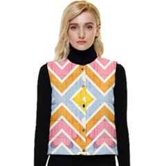 Line Pattern Cross Print Repeat Women s Button Up Puffer Vest