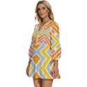 Line Pattern Cross Print Repeat V-Neck Placket Mini Dress View2