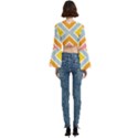 Line Pattern Cross Print Repeat Trumpet Sleeve Cropped Top View4