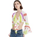 Rainbow Boho Colors Pastel Heart Trumpet Sleeve Cropped Top View2