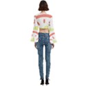 Rainbow Boho Colors Pastel Heart Trumpet Sleeve Cropped Top View4
