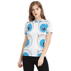 Eyes Comic Cartoon Fun Funny Toon Women s Short Sleeve Rash Guard