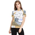 Poster Map Flag Lotus Boat Women s Short Sleeve Rash Guard View1